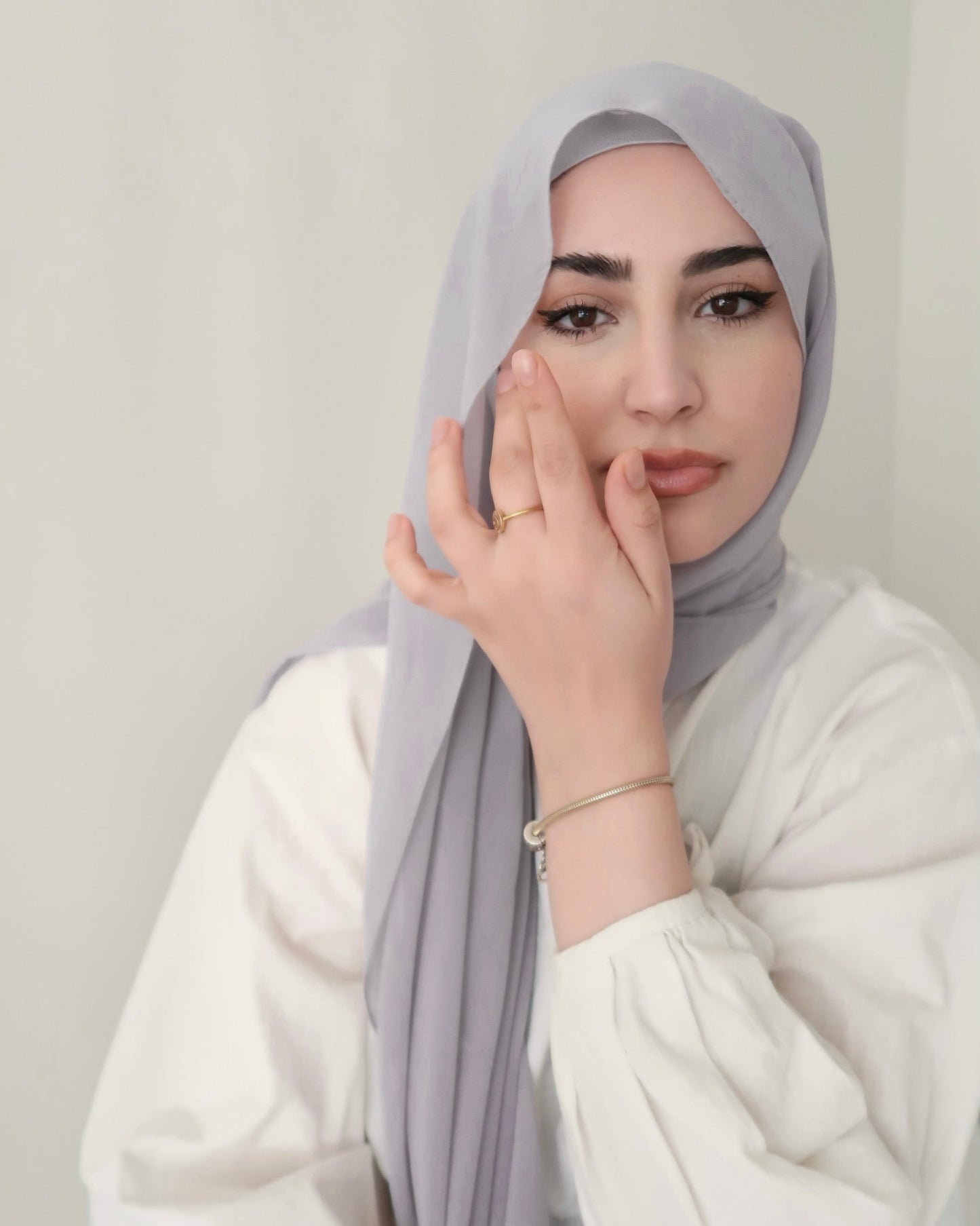 Fog Grey - Premium Chiffon and Under-Cap Set