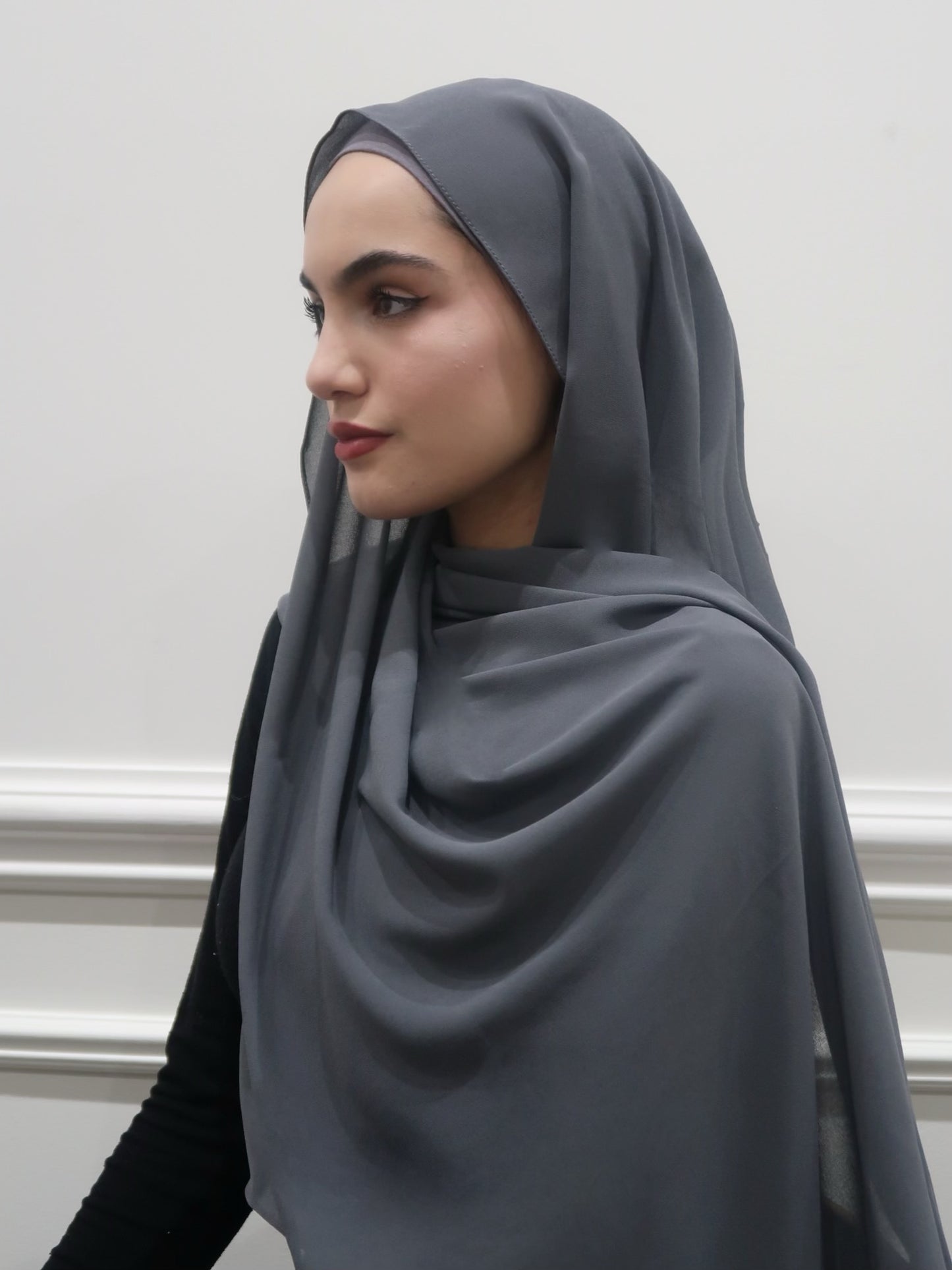 Ash grey Premium Chiffon and Under-Cap Set