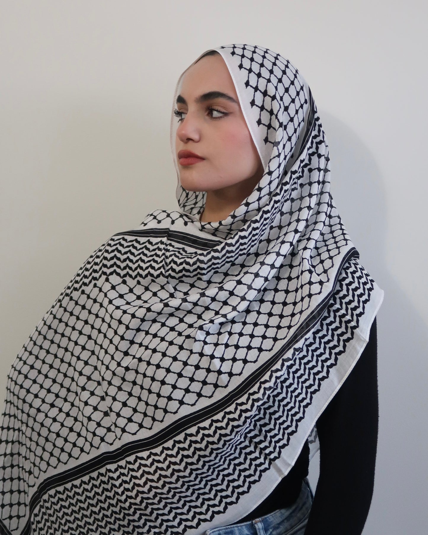 black and white kuffiyeh