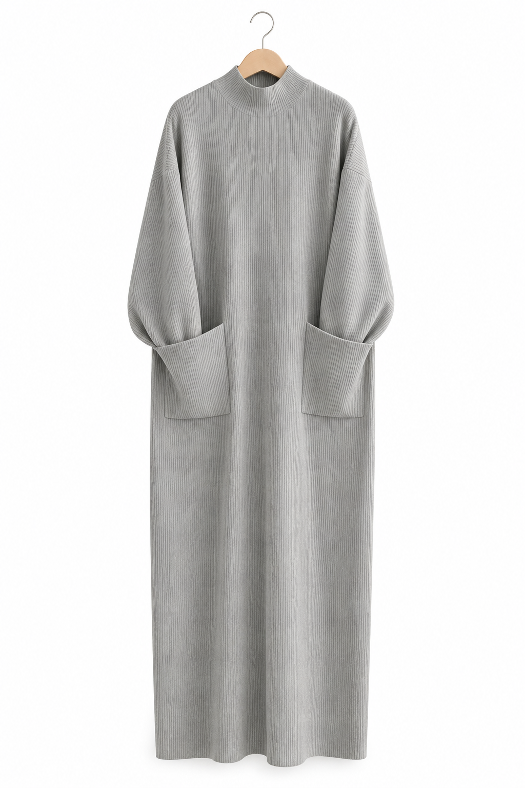 Ribbed Straight Dress - Grey