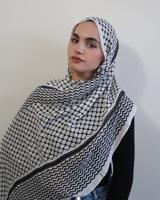 black and white kuffiyeh