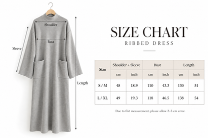 Ribbed Straight Dress - Grey