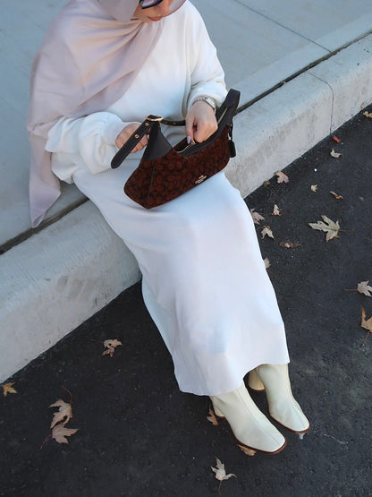 Two Piece Skirt and Crewneck Sweater Set - Cream