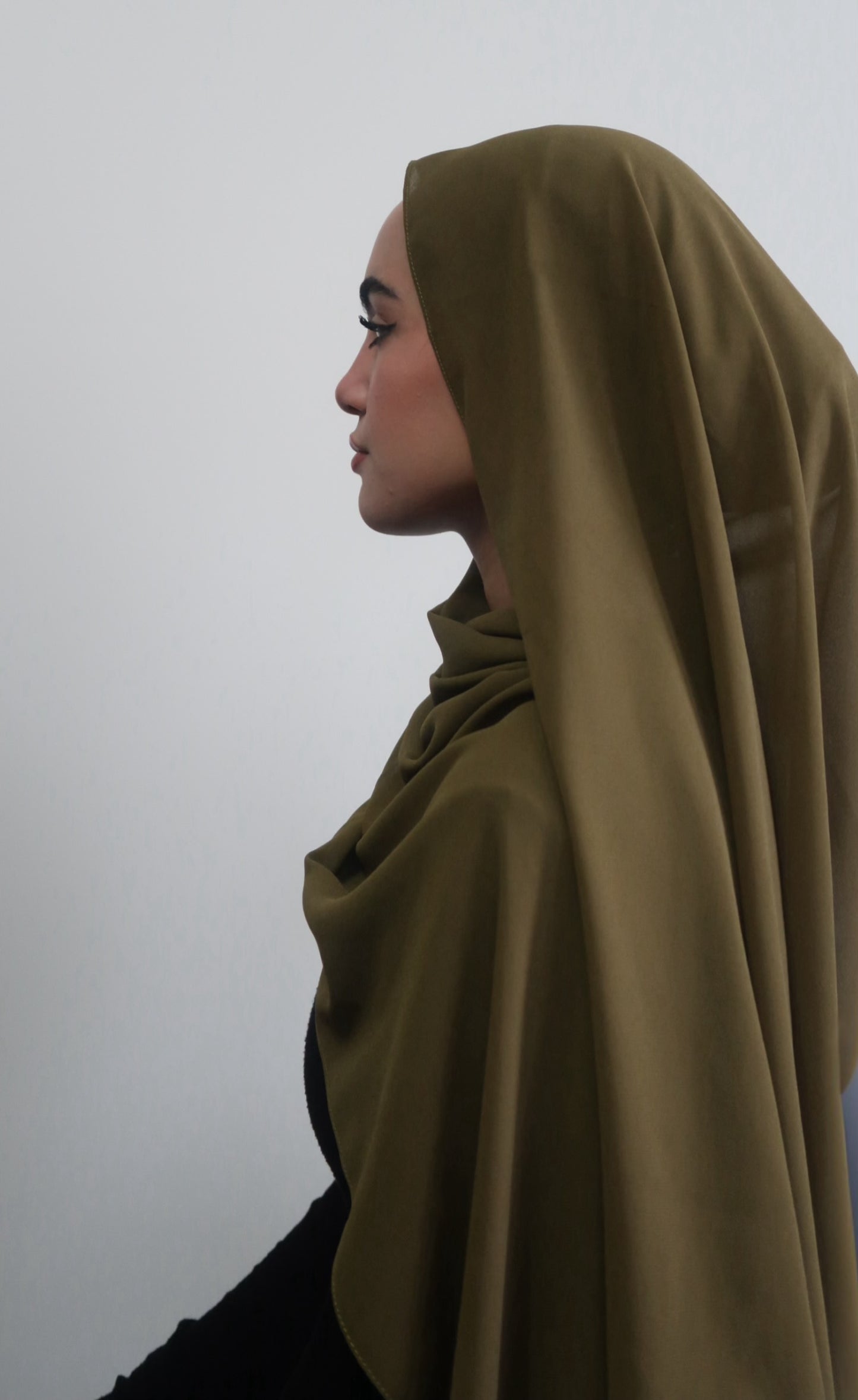 Olive Green Premium Chiffon and Under-Cap Set